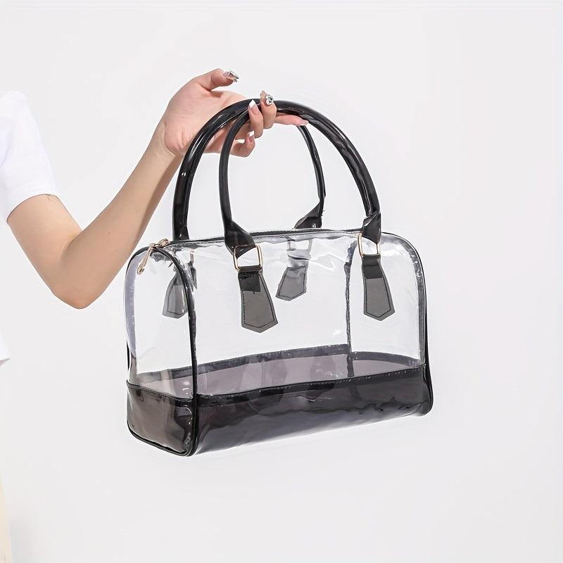 Small Top Handle Transparent Toiletry Bag Waterproof Storage Tote