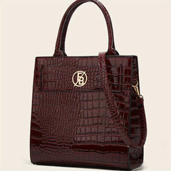 Crocodile Pattern Top Handle Satchel Tote Bag PU Leather Shoulder Bag