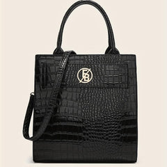 Crocodile Pattern Top Handle Satchel Tote Bag PU Leather Shoulder Bag