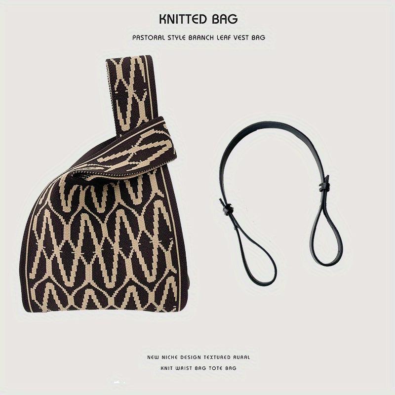 Pattern Woven Handbag Fabric Crochet Niche Tote Bag