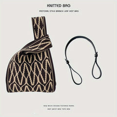 Pattern Woven Handbag Fabric Crochet Niche Tote Bag