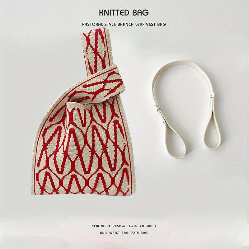 Pattern Woven Handbag Fabric Crochet Niche Tote Bag