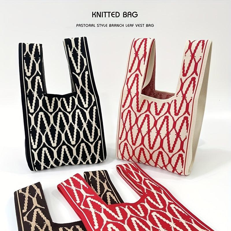 Pattern Woven Handbag Fabric Crochet Niche Tote Bag