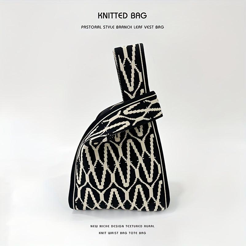 Pattern Woven Handbag Fabric Crochet Niche Tote Bag