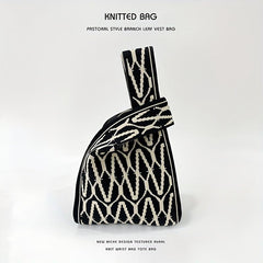 Pattern Woven Handbag Fabric Crochet Niche Tote Bag