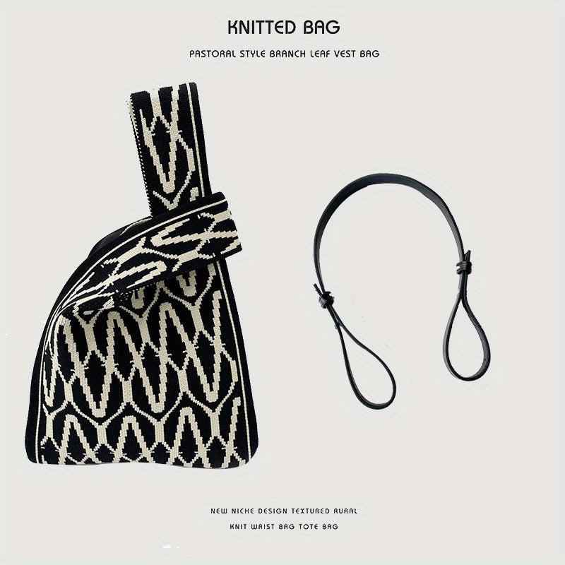 Pattern Woven Handbag Fabric Crochet Niche Tote Bag