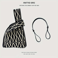 Pattern Woven Handbag Fabric Crochet Niche Tote Bag