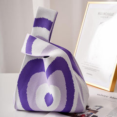 Colorful Love Pattern Knitted Satchel Bag Storage Handbag