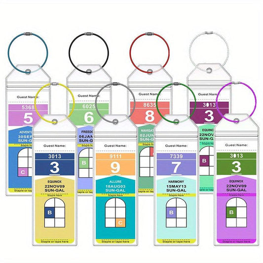 8pcs Cruise Luggage Tags Clear Metal Loop for Travel