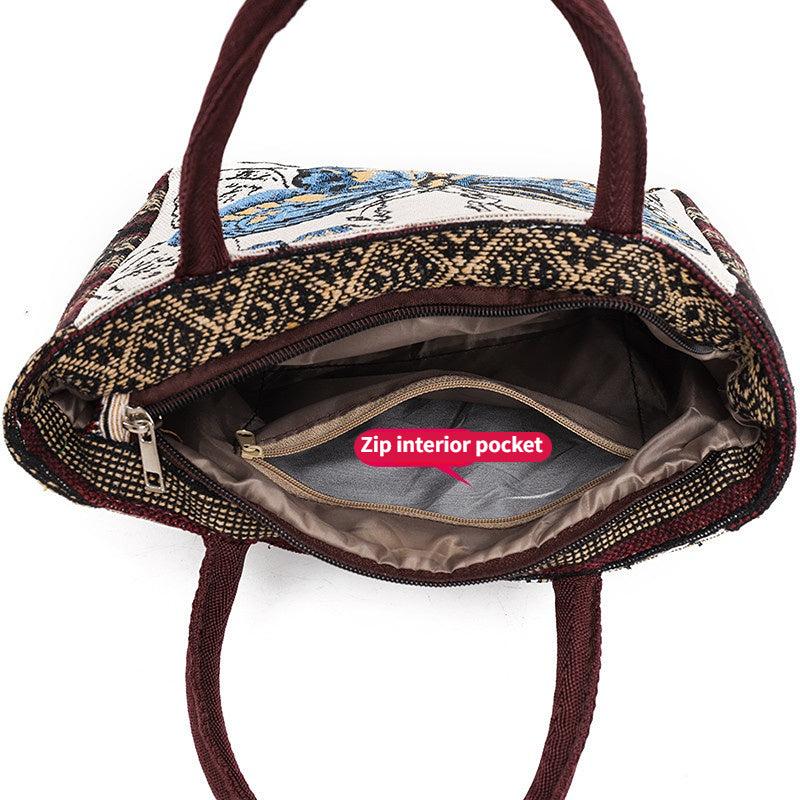 Butterfly Printed Handbag Large Capacity Zipper Canvas Bag