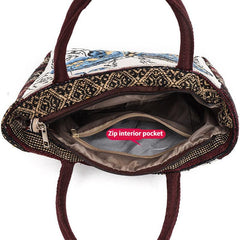 Butterfly Printed Handbag Large Capacity Zipper Canvas Bag