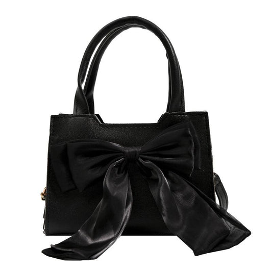 Mini Bow Satchel Crossbody Bag PU Leather Textured Bag Purse
