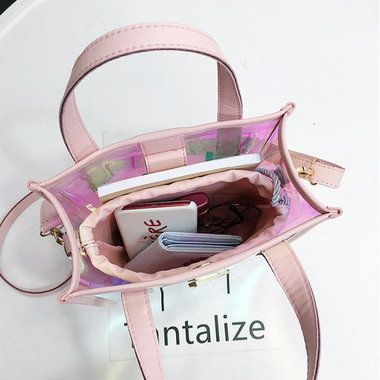 Laser Square Shoulder Bag Drawstring Handbag Crossbody Bag
