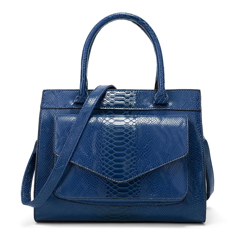 Crocodile Pattern Handbag Oil Wax Leather Satchel Bag Women's Office Purse