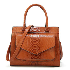 Crocodile Pattern Handbag Oil Wax Leather Satchel Bag Women's Office Purse