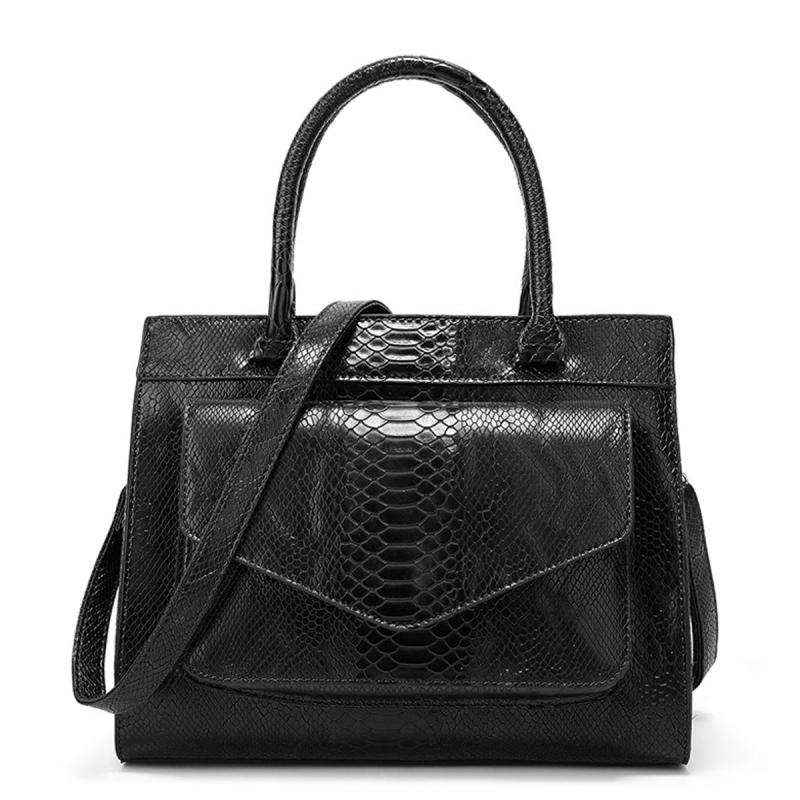 Crocodile Pattern Handbag Oil Wax Leather Satchel Bag Women's Office Purse