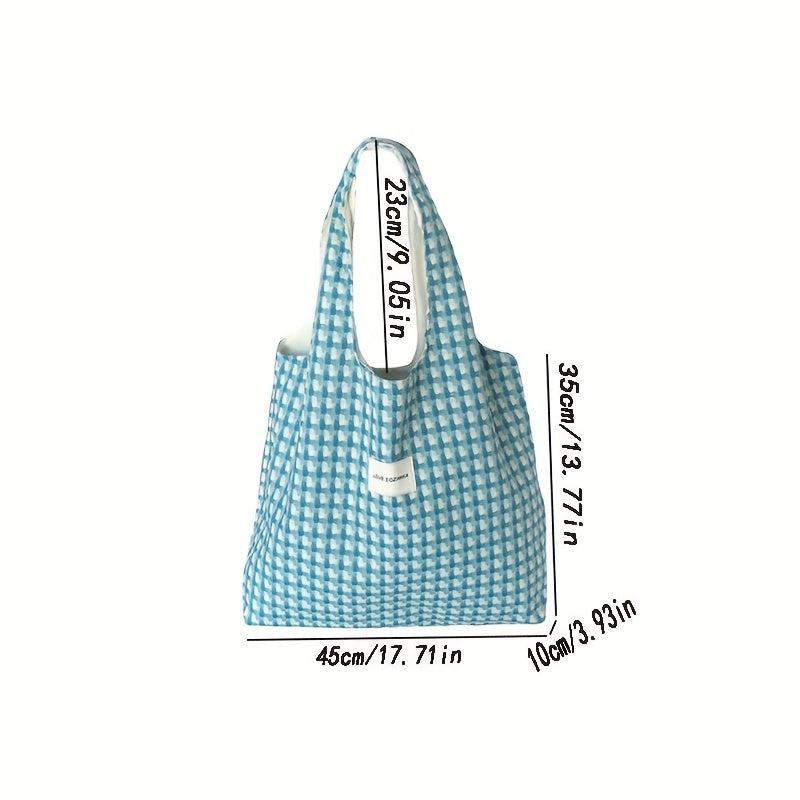 Plaid Canvas Tote Bag Lightweight Shoulder Bag