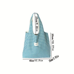 Plaid Canvas Tote Bag Lightweight Shoulder Bag