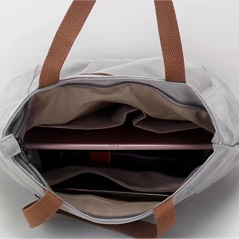Small Zipper Canvas Tote Bag Lightweight Shoulder Bag