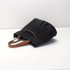 Small Zipper Canvas Tote Bag Lightweight Shoulder Bag