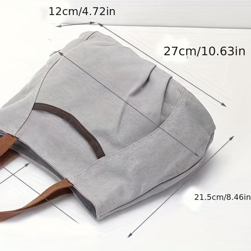 Small Zipper Canvas Tote Bag Lightweight Shoulder Bag