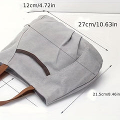 Small Zipper Canvas Tote Bag Lightweight Shoulder Bag