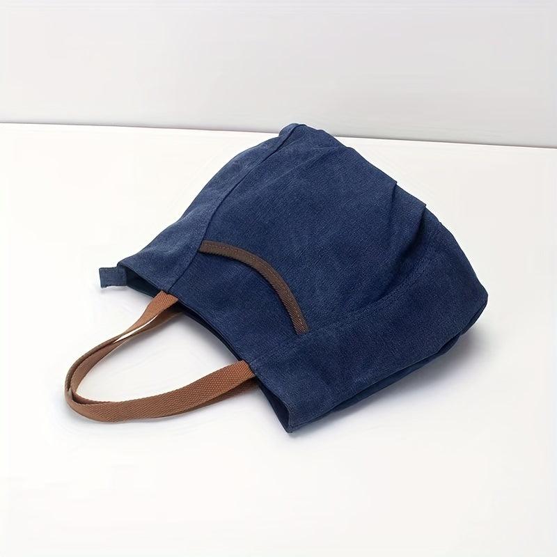 Small Zipper Canvas Tote Bag Lightweight Shoulder Bag