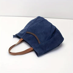 Small Zipper Canvas Tote Bag Lightweight Shoulder Bag