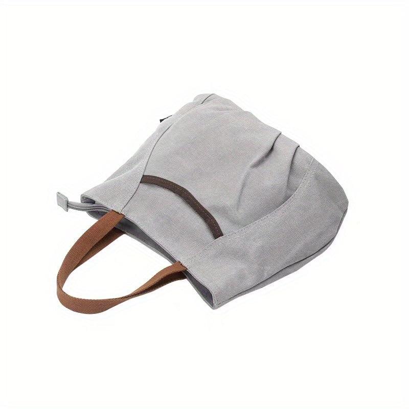 Small Zipper Canvas Tote Bag Lightweight Shoulder Bag