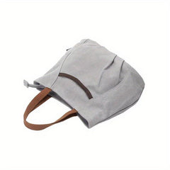 Small Zipper Canvas Tote Bag Lightweight Shoulder Bag
