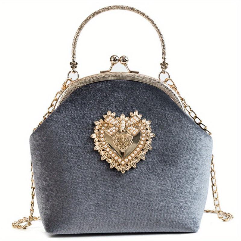 Suede Mini Shoulder Bag with Metal Heart Decor