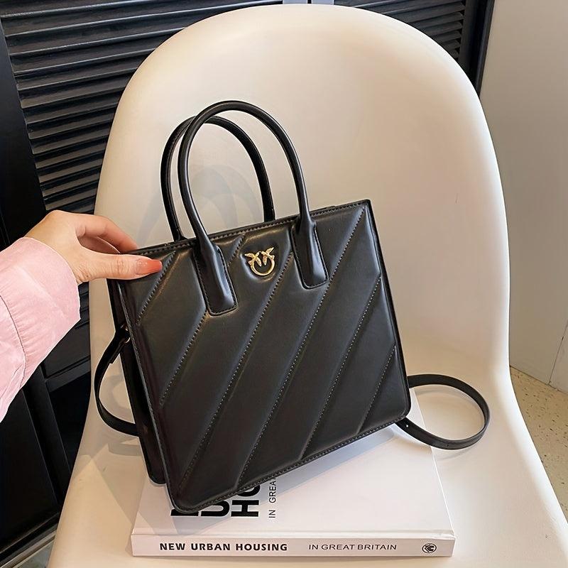 Geometric Embossed Tote Bag Classic Square Crossbody Bag