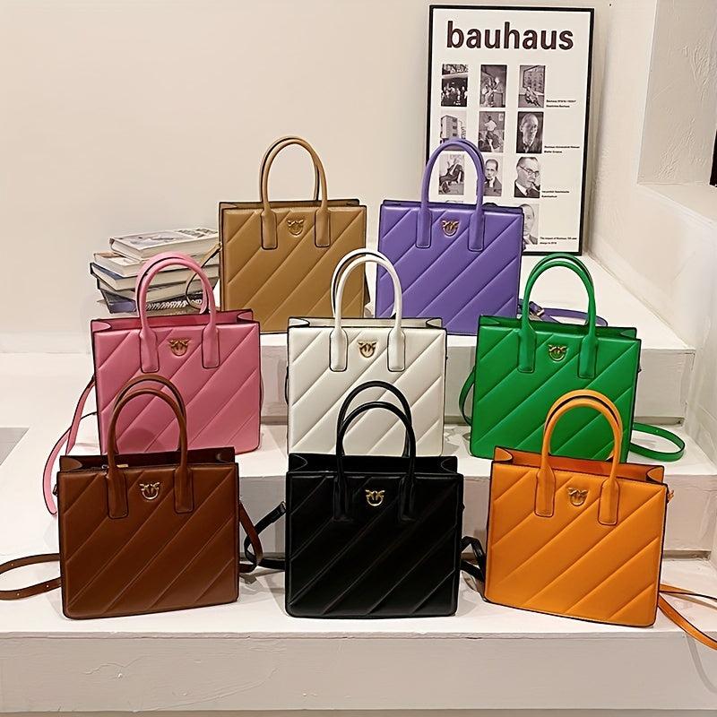 Geometric Embossed Tote Bag Classic Square Crossbody Bag