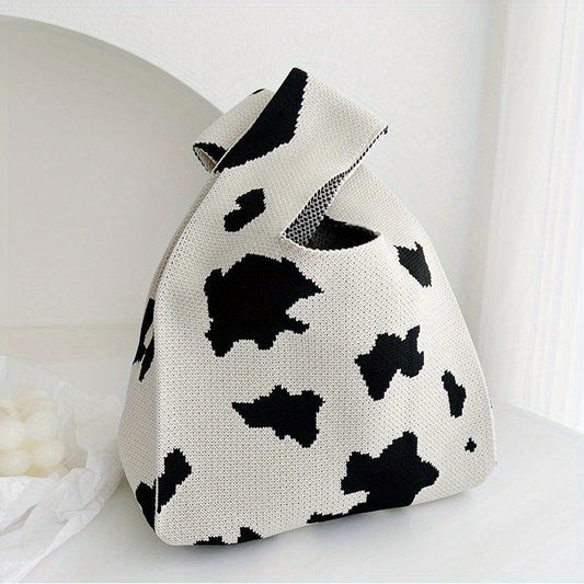 Pattern Block Knot Handbag Japanese Style Lightweight Portable