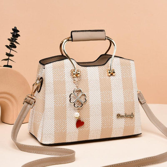 Leaf Faux Pearl Pendant Shoulder Bag Large Capacity Tote Handbag