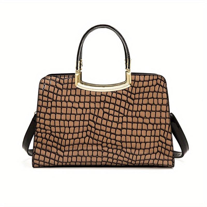 Stone Pattern Large Tote Bag PU Leather Shoulder Bag