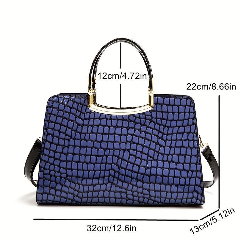 Stone Pattern Large Tote Bag PU Leather Shoulder Bag