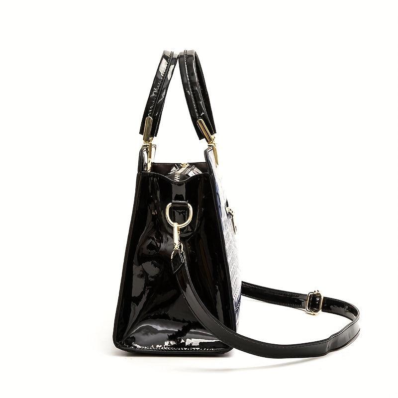 Stone Pattern Large Tote Bag PU Leather Shoulder Bag