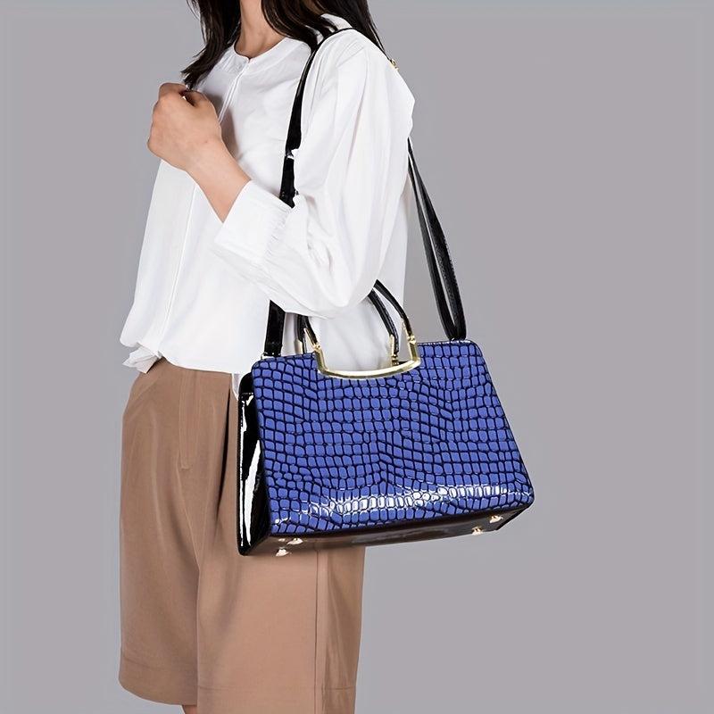 Stone Pattern Large Tote Bag PU Leather Shoulder Bag