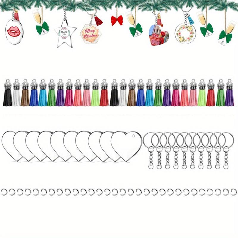 40Pcs Sublimation Acrylic Keychain Blanks with Tassel DIY Pendant