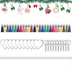40Pcs Sublimation Acrylic Keychain Blanks with Tassel DIY Pendant
