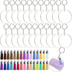 40Pcs Sublimation Acrylic Keychain Blanks with Tassel DIY Pendant