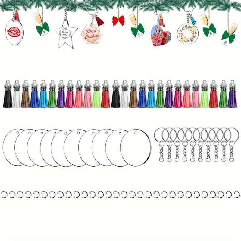 40Pcs Sublimation Acrylic Keychain Blanks with Tassel DIY Pendant