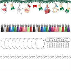 40Pcs Sublimation Acrylic Keychain Blanks with Tassel DIY Pendant