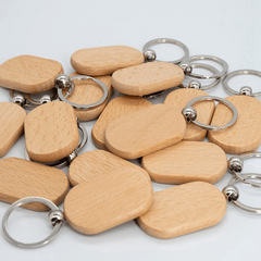 20 Pcs Wooden Tag Keychain Key Ring Blank DIY Accessory