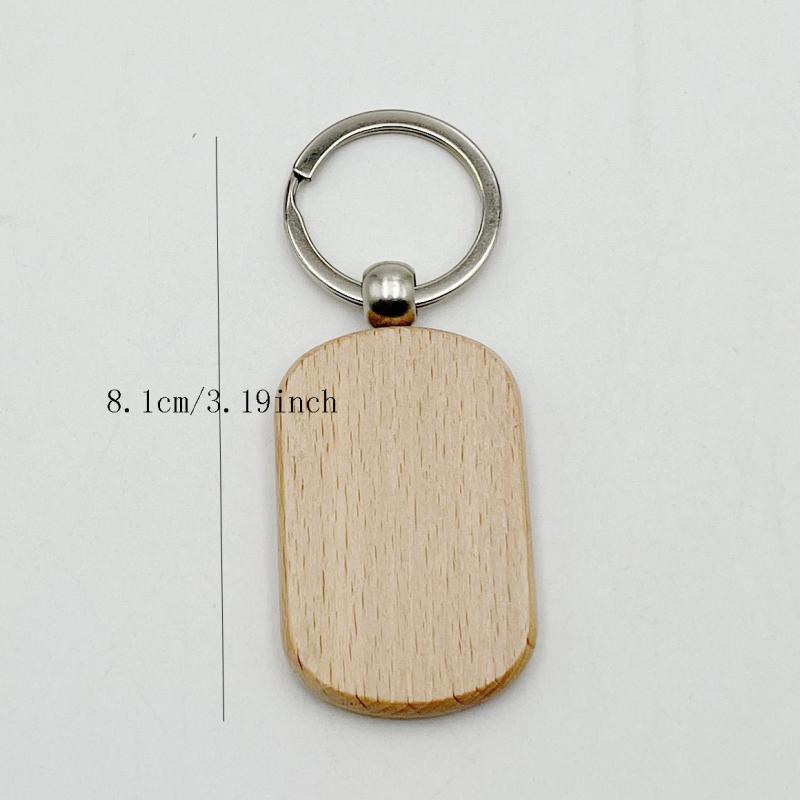 20 Pcs Wooden Tag Keychain Key Ring Blank DIY Accessory