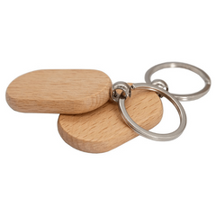 20 Pcs Wooden Tag Keychain Key Ring Blank DIY Accessory