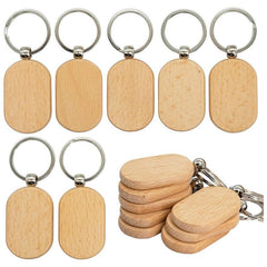 20 Pcs Wooden Tag Keychain Key Ring Blank DIY Accessory