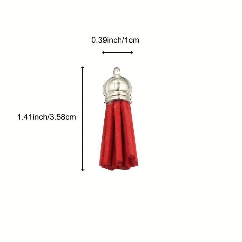 60pcs Leather Tassel Keychain DIY Charms Jewelry Craft Supplies