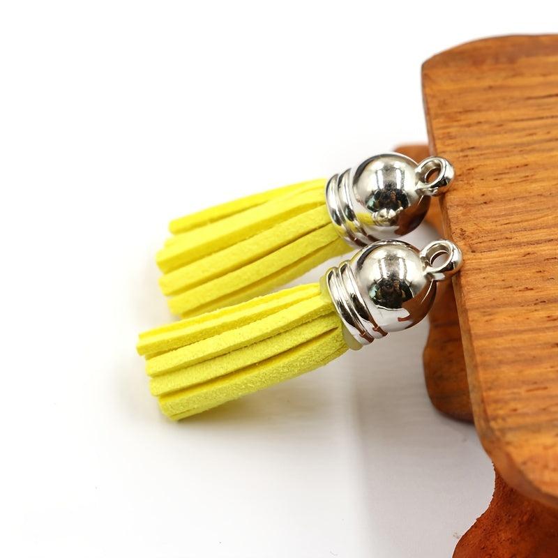 60pcs Leather Tassel Keychain DIY Charms Jewelry Craft Supplies